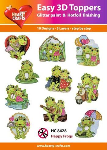Hearty Crafts Easy 3D Toppers 3D-paketti sammakot