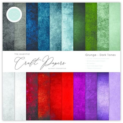Craft Consortium – Grunge Dark Tones paperilehtiö 30 x 30 cm