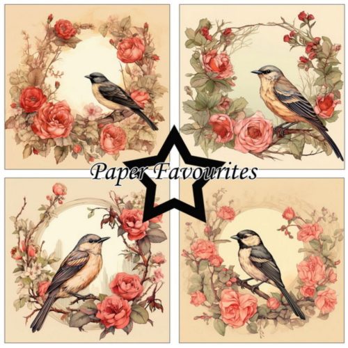 Paper Favourites – Birds and Flowers paperilajitelma 15 x 15 cm1