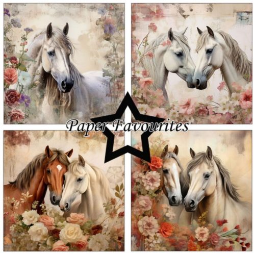 Paper Favourites – Horses and Flowers paperilajitelma 15 x 15 cm1