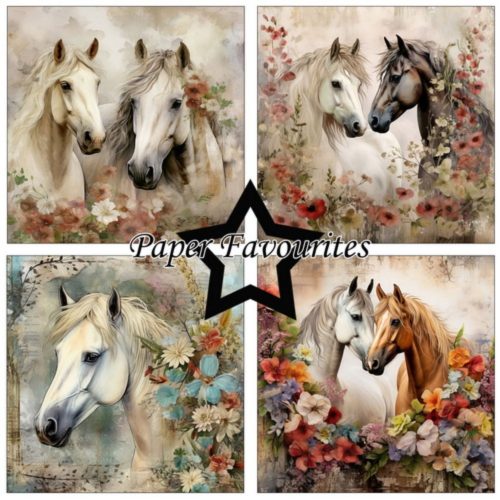 Paper Favourites – Horses and Flowers paperilajitelma 15 x 15 cm2