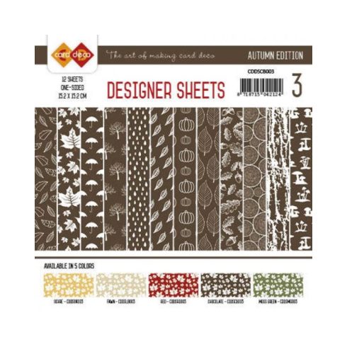 Card Deco – Designer Sheets Autumn Brown paperilajitelma 15 x 15 cm