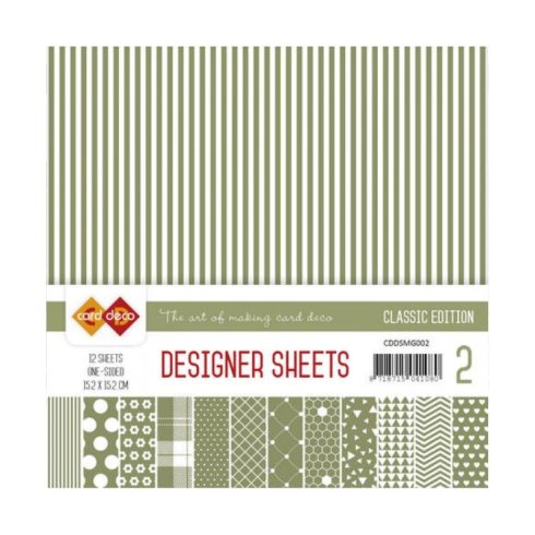 Card Deco – Designer Sheets Classic Moss Green paperilajitelma 15 x 15 cm