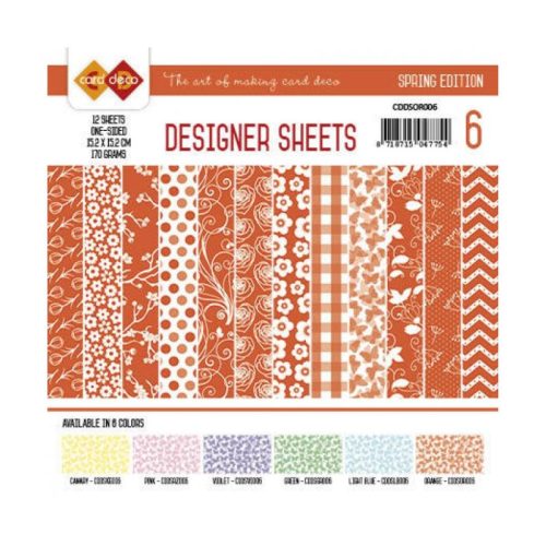 Card Deco – Designer Sheets Spring Orange paperilajitelma 15 x 15 cm