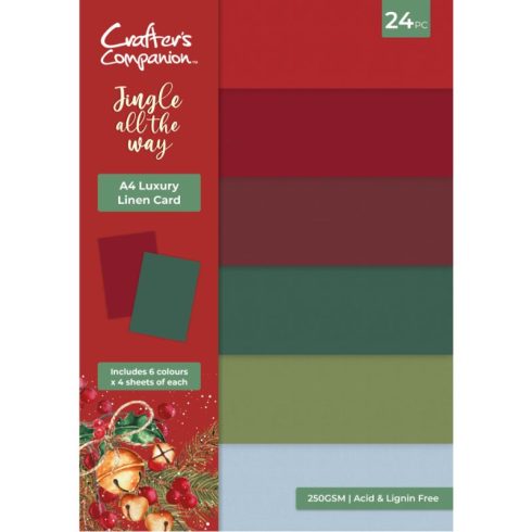 Crafter’s Companion Luxury Linen Card kartonkilajitelma – Jingle all the Way A4
