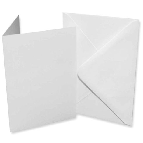 Korttipohjat + kirjekuoret 5″x7″ (13cm x 18cm) valkoinen textured 20 kpl