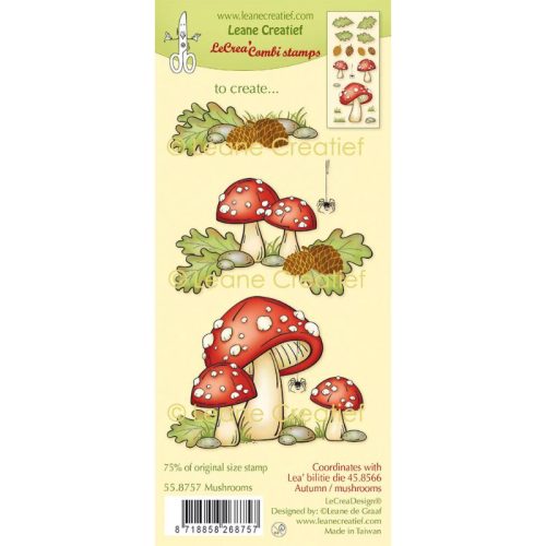 Leane Creatief Combi Clear Stamp leimasinsetti – MUSHROOMS