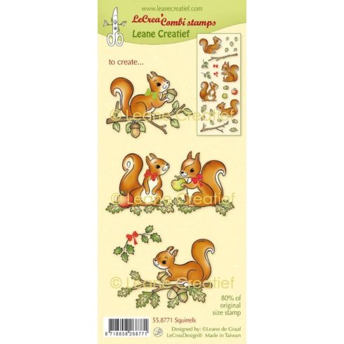 Leane Creatief Combi Clear Stamp leimasinsetti – SQUIRRELS