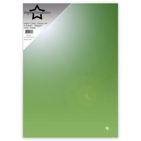 Paper Favourites Mirror Card Glossy Holly Green – Peilikartonki vihreä A4 250g (5 kpl)