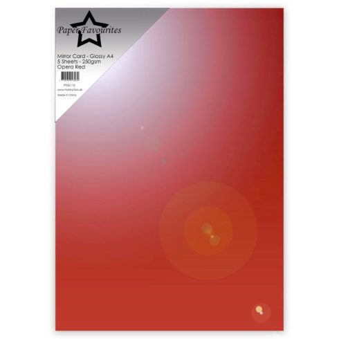 Paper Favourites Mirror Card Glossy Opera Red – Peilikartonki oranssinpunainen A4 250g (5 kpl)