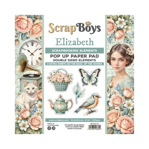 ScrapBoys – Elizabeth Pop-up Elements paperilehtiö 15 x 15 cm
