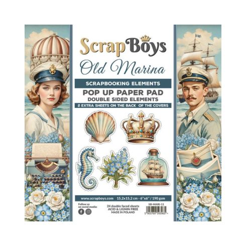 ScrapBoys – Old Marina Pop-up Elements paperilehtiö 15 x 15 cm