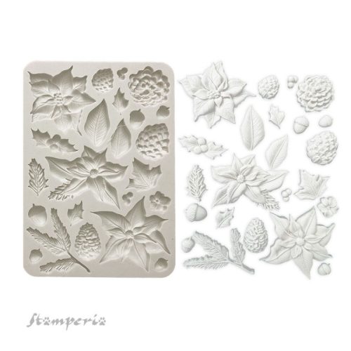 Stamperia – The Nutcracker Poinsettia and Pinecones Silicon Mould muotti A5 1