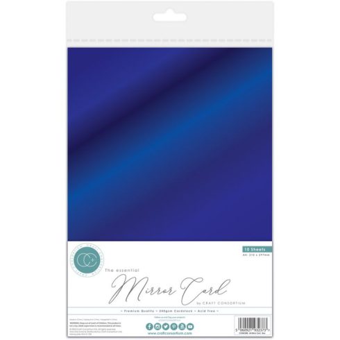 Craft Consortium Mirror Card Blue – Peilikartonki A4 240g (10 kpl)