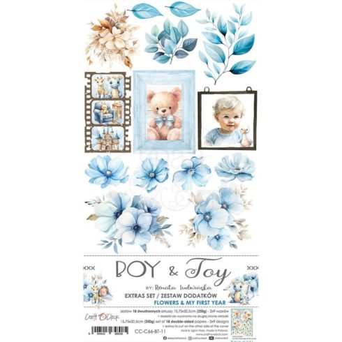 Craft O’Clock – Boy & Toy Extras Set Flowers & My First Year leikekuvat 15x30 cm