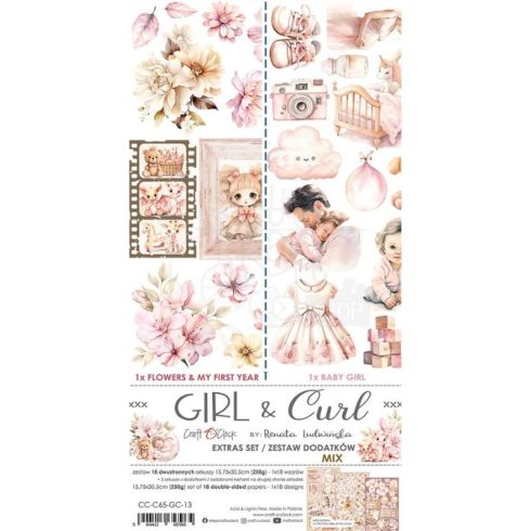 Craft O’Clock – Girl & Curls Extras MIX paperilajitelma 15x30 cm