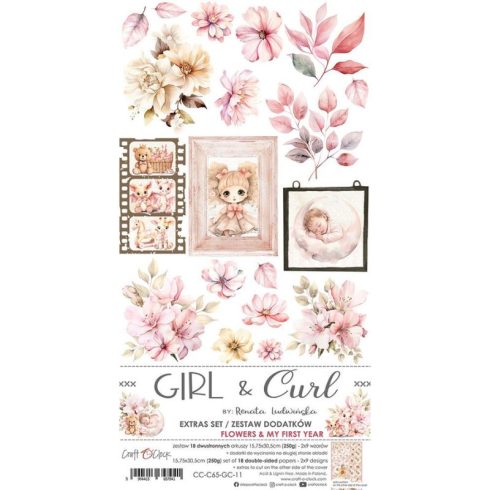 Craft O’Clock – Girl & Curls Extras Set Flowers & My First Year leikekuvat 15x30 cm