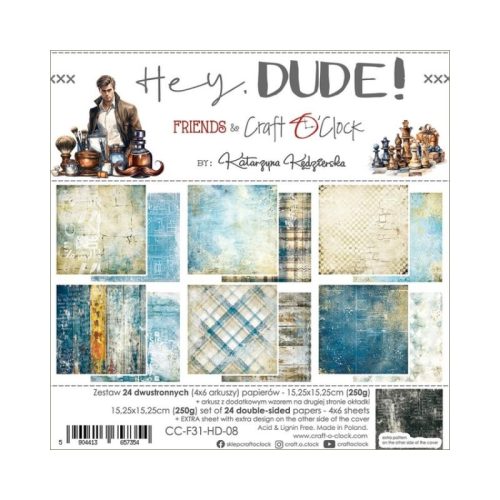 Craft O’Clock – Hey Dude! paperilajitelma 15 x 15 cm