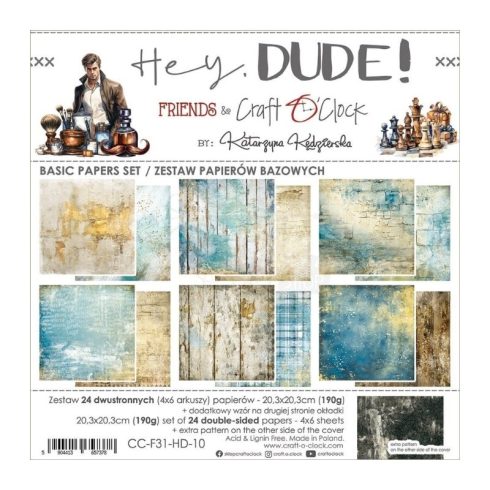 Craft O’Clock – Hey Dude! paperilajitelma 20 x 20 cm