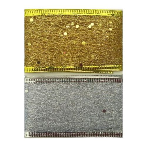 Metallic Ribbons Gold & Silver – hileinen verkkonauha 5cm x 2m (2kpl) (1)