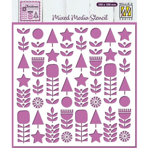 Nellie’s Choice Mixed Media Stencil sapluuna – Scandinavian Flowers