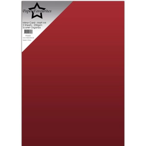 Paper Favourites Mirror Card Matt Scarlet Organza – Peilikartonki A4 250g (5 kpl)