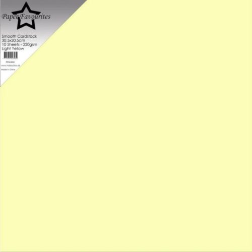 Paper Favourites Smooth Cardstock Light Yellow – Kartonki 30x30cm 220g (10 kpl)