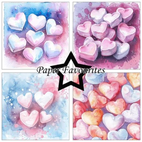 Paper Favourites – Marshmallows Hearts paperilajitelma 15 x 15 cm