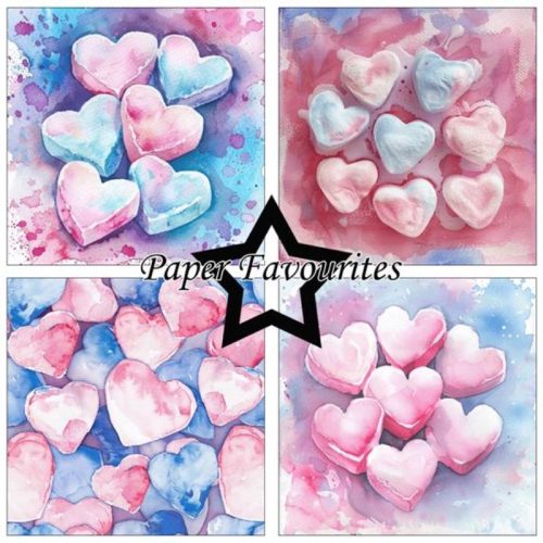 Paper Favourites – Marshmallows Hearts paperilajitelma 15 x 15 cm