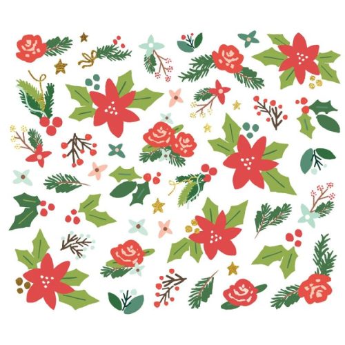 Simple Stories – Floral Bits Pieces Santas Village leikekuvat 46 kpl 1