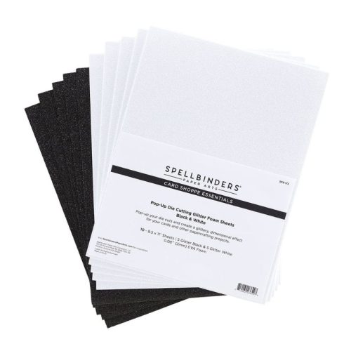 Spellbinders Glitter Foam Sheets – Black & White hilesoftis (10 kpl)