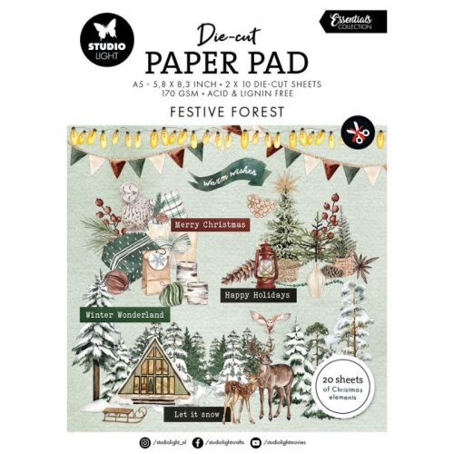 Studio Light Die-Cut Paper Pad – Festive Forest paperilehtiö (200kpl) A5