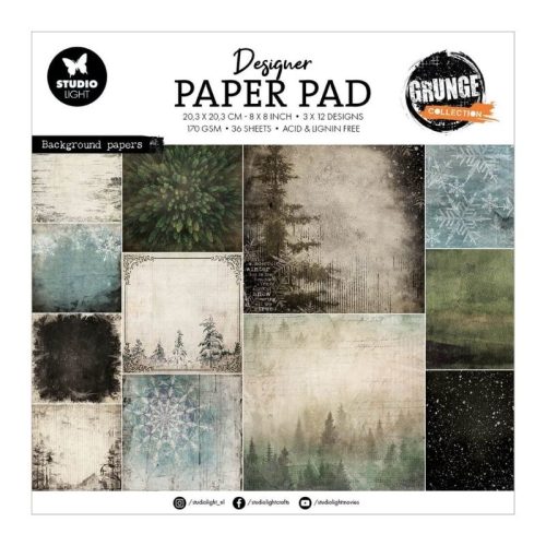 Studio Light Paper Pad – Grunge Background paperilehtiö 20x20cm