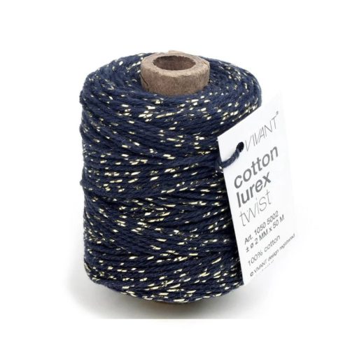 Vivant Cotton Lurex Cord Navy – kimalle puuvillanaru laivastonsininen 50m