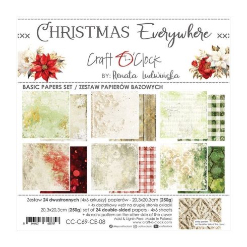 Craft O’Clock – Christmas Everywhere Basic paperilajitelma 20 x 20 cm