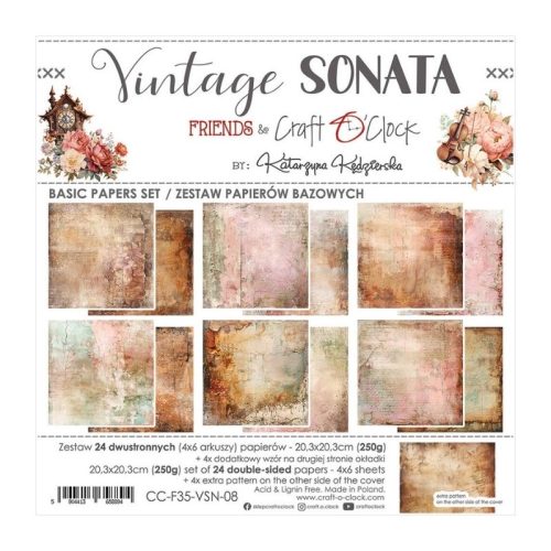 Craft O’Clock – Vintage Sonata Basic paperilajitelma 20 x 20 cm