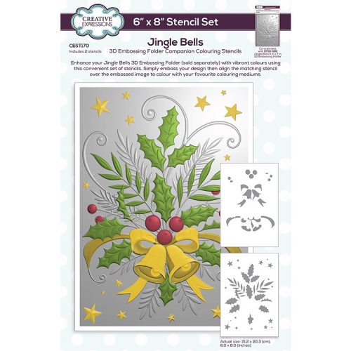 Creative Expressions Colouring Stencil sapluunat – JINGLE BELLS (2kpl)