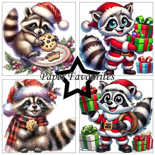 Paper Favourites – Christmas Raccoons paperilajitelma 15 x 15 cm 1