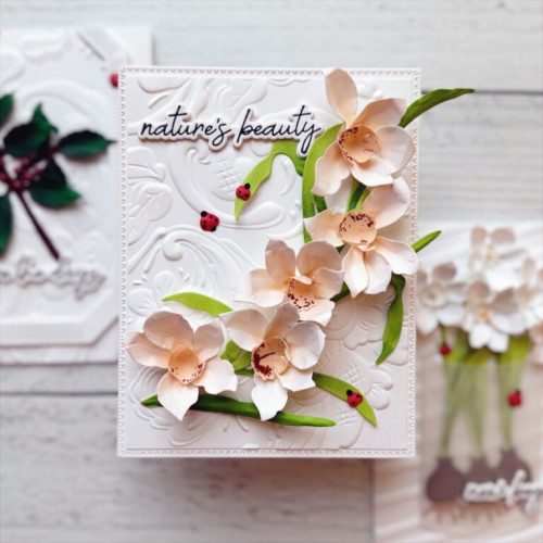 Spellbinders stanssi – CYMBIDIUM ORCHID AND LADYBUGS 2