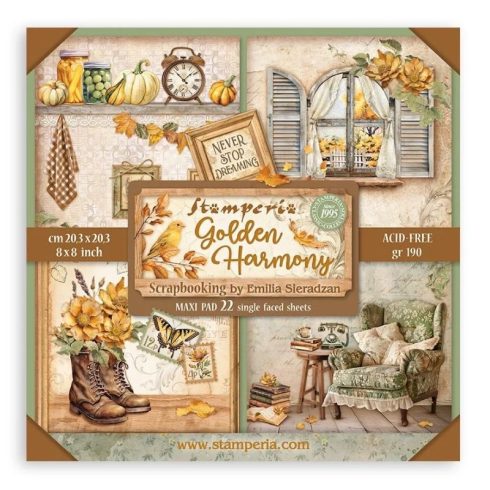 Stamperia – Golden Harmony Maxi paperilajitelma 20 x 20 cm