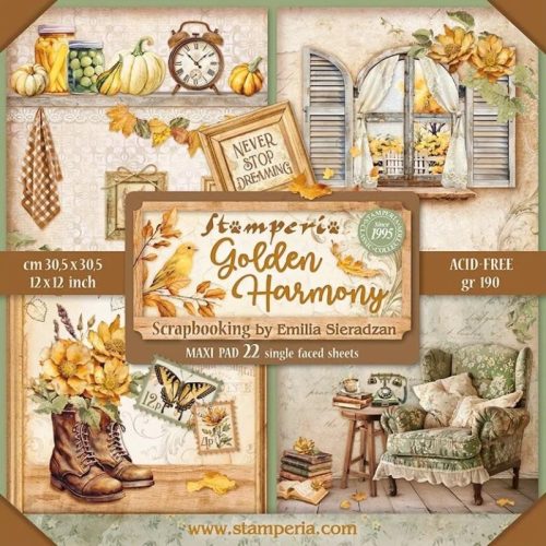 Stamperia – Golden Harmony Maxi paperilajitelma 30 x 30 cm