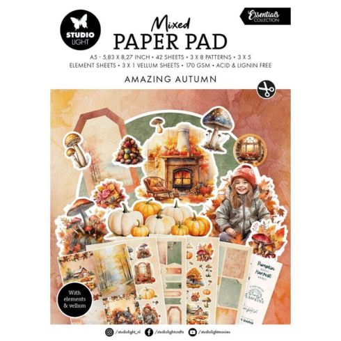 Studio Light Mixed Paper Pad – Amazing Autumn paperilehtiö A5