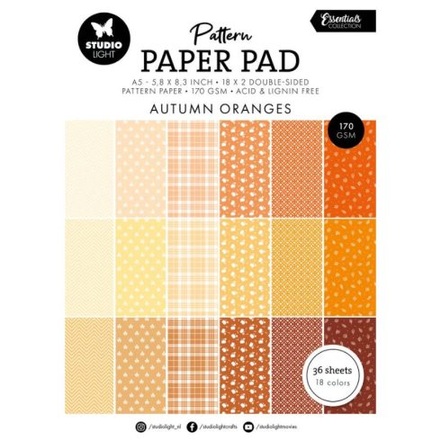 Studio Light Paper Pad – Autumn Ornages Pattern paperilehtiö (A5)