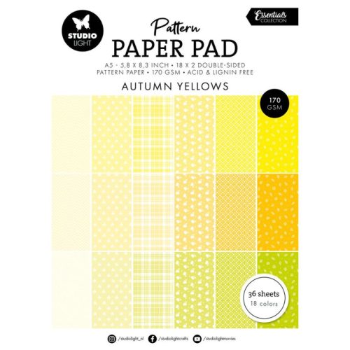 Studio Light Paper Pad – Autumn Yellow Pattern paperilehtiö (A5)