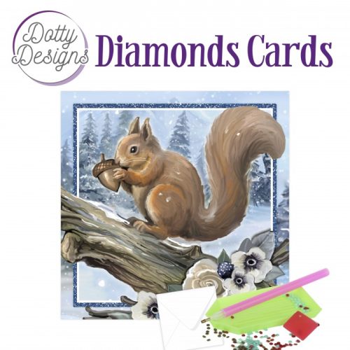 Timanttimaalauskortti Dotty Designs SQUIRREL IN A SNOWY LANDSCAPE 15x15cm