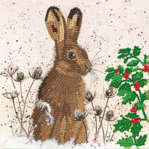 Timanttimaalauskortti Bree Merryn - Diamond Art Card Kit Holly - HARE 18x18cm