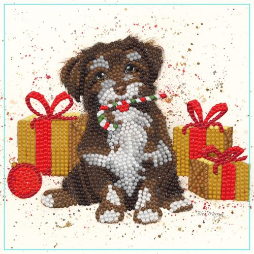 Timanttimaalauskortti Bree Merryn - Diamond Art Card Kit Scamp - CHRISTMAS PUPPY 18x18cm