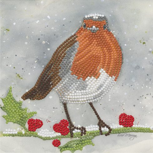 Timanttimaalauskortti Bree Merryn - Diamond Art Card Kit Rodney - WINTER ROBIN 18x18cm