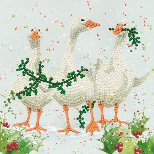 Timanttimaalauskortti Bree Merryn - Diamond Art Card Kit - CHRISTMAS GEESE 18x18cm