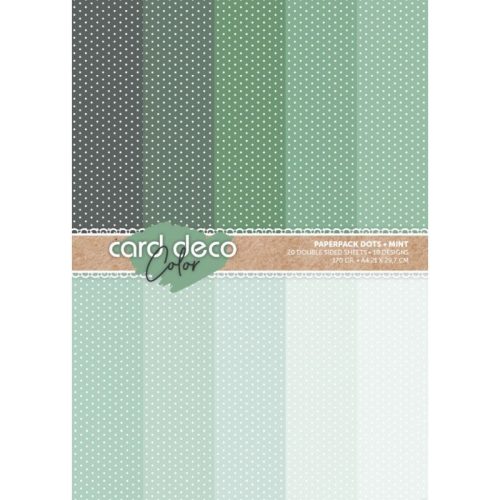 Card Deco – Color Paperpack Dots Green paperilajitelma A4